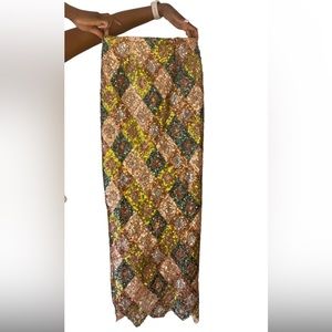 Sequin skirt with browns and greens. US4, no stretch.